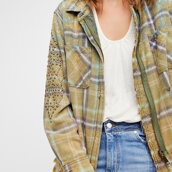 Free People Deconstructed Flannel Shirt 